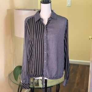 Free People Asymmetrical Stripe Button Down